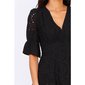 Knee-length short-sleeved summer dress with hole pattern black