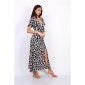 Womens summer maxi dress with animal print in leopard look grey