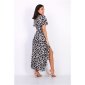Womens summer maxi dress with animal print in leopard look grey