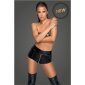 Sexy Damen Wetlook Hotpants mit Zipper im Schritt Schwarz