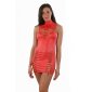 Sexy Clubwear Minikleid mit Schnürung Zipper Wetlook Rot