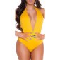 Sexy Damen Neckholder Monokini mit tiefem Ausschnitt Gelb