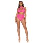 2 pcs Leg Avenue gogo mesh set top+slip clubwear neon-fuchsia