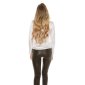 Elegant classic long-sleeved satin blouse creme-white UK 14 (L)