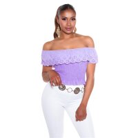 Sexy womens Latina style Carmen top with flounce lilac