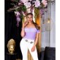Sexy womens Latina style Carmen top with flounce lilac