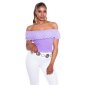 Sexy womens Latina style Carmen top with flounce lilac