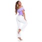 Sexy womens Latina style Carmen top with flounce lilac