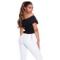 Sexy womens Latina style Carmen top with flounce black
