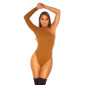 Sexy Damen One-Shoulder Rippstrick Body-Shirt Bronze