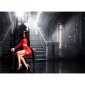 Sexy Langarm Satin Party Minikleid mit Raffung Rot