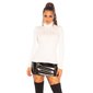 Elegant womens fine-knitted basic turtleneck sweater white