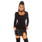 Elegantes Damen Langarmshirt mit Choker-Kragen Schwarz
