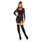 Elegantes Damen Langarmshirt mit Choker-Kragen Schwarz
