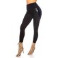 Womens skinny high waist leggings with faux leather black
