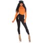 Womens skinny high waist leggings with faux leather black