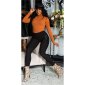Womens skinny high waist leggings with faux leather black