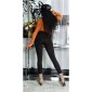 Womens skinny high waist leggings with faux leather black