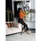 Womens skinny high waist leggings with faux leather black