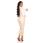 7/8 womens faux leather trousers with suspenders & belt beige UK 12 (M)