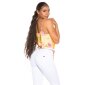 Damen Wasserfall Träger-Top mit Blumenmuster Gelb