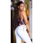 Womens strappy cowl-neck top with flower print black