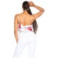 Damen Wasserfall Träger-Top mit Blumenmuster Weiß