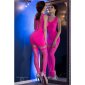 Sexy 2 pcs clubwear set stretch mini dress + stockings fuchsia