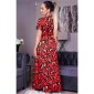 Damen Sommer Maxikleid in Wickel-Optik mit Print Rot