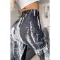 Damen High Waist Leggings Sporthose mit Print Schwarz/Weiß