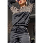 Womens animal print loungewear set jogging outfit black/leopard UK 14 (L)