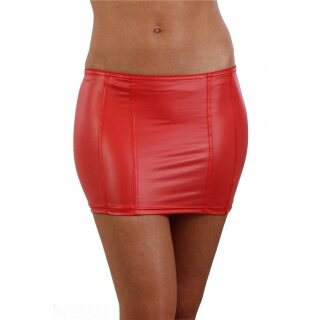 Sexy mini skirt in wet look with back zipper clubwear red