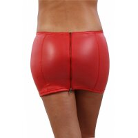 Sexy Minirock in Wetlook mit Zipper hinten Clubwear Rot