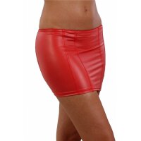 Sexy Minirock in Wetlook mit Zipper hinten Clubwear Rot