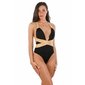 Sexy womens swimsuit with criss-cross back black-gold