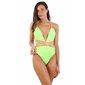 Sexy womens swimsuit with criss-cross back neon green-gold