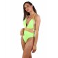 Sexy Damen Badeanzug mit überkreuzten Trägern Neon Grün-Gold