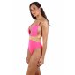 Sexy womens swimsuit with criss-cross back neon fuchsia-gold UK 14 (L)