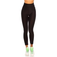 Womens sport leggings trousers with high waist black