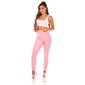 Womens sport leggings trousers with high waist pink