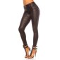 Damen Skinny Jeans in Leder-Look mit Push-Up Effekt Schwarz