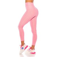 Womens sport leggings trousers with high waist pink UK...