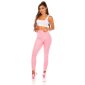 Womens sport leggings trousers with high waist pink UK 10/12 (S/M)