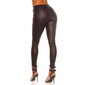 Damen Skinny Jeans in Leder-Look mit Push-Up Effekt Schwarz 38 (M)