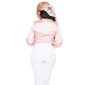 Damen Langarm Wickelbluse bauchfrei Satin Bluse Rosa