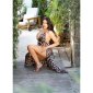 Backless womens strap maxi dress with animal print leopard