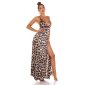 Rückenfreies Damen Träger-Maxikleid mit Animalprint Leopard