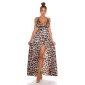Backless womens strap maxi dress with animal print leopard Onesize (UK 8,10,12)