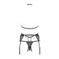 Sexy 3 pcs womens suspender lingerie set made of lace black