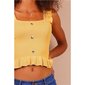 Damen Träger-Stricktop mit Rüschen und Deko-Knöpfen Senfgelb